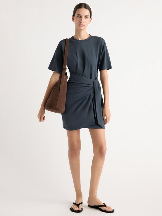Modern Citizen Tops - Modern Citizen Fallon Organic Cotton T-Shirt Wrap Dress Size SDark Maritime / S